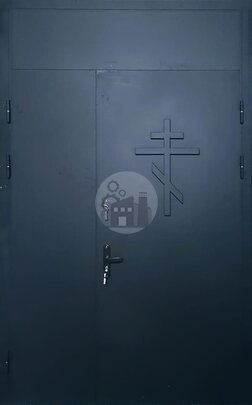 Входная двустворчатая дверь с верхней вставкой-ДВ-1417