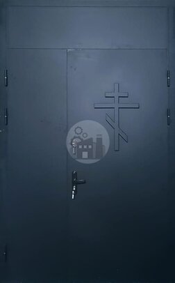 входная двустворчатая дверь с верхней вставкой-ДВ-1417