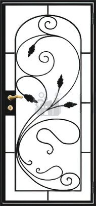стальная решетчатая дверь с кованым узором-ДВ-1896