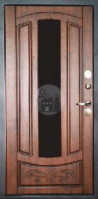 входная дверь с отделкой винорит, со стеклом и ковкой - внутренняя часть двери ДВ-404
